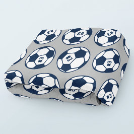 Navygrijze Voetbal Nummer Patroon Fleece Deken