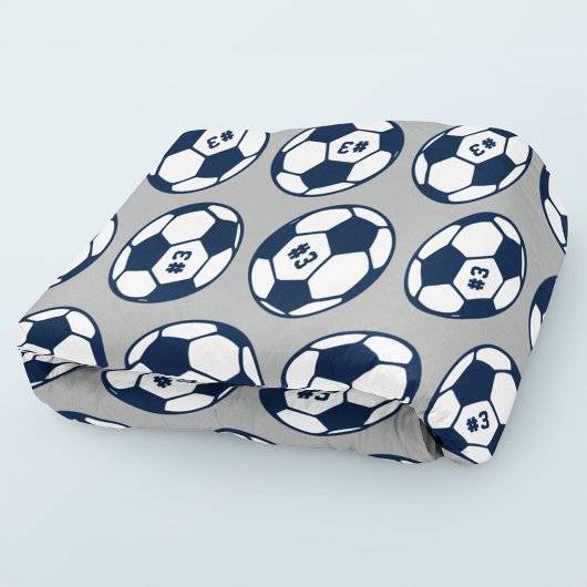 Navygrijze Voetbal Nummer Patroon Fleece Deken