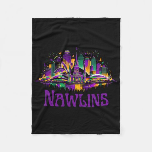 Nawlins New Orleans Cityscape Mardi-gras Souvenir  Fleece Deken (Voorkant)