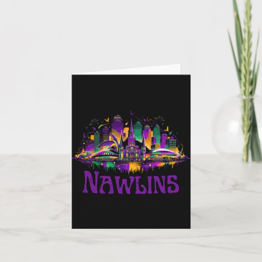 Nawlins New Orleans Cityscape Mardi-gras Souvenir Kaart (Voorkant)