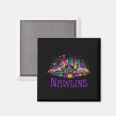 Nawlins New Orleans Cityscape Mardi-gras Souvenir Magneet (Voorkant / Achterkant)