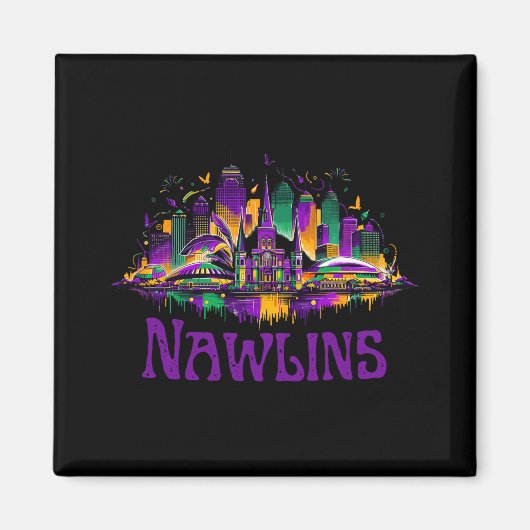 Nawlins New Orleans Cityscape Mardi-gras Souvenir Magneet (Voorkant)