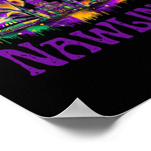 Nawlins New Orleans Cityscape Mardi-gras Souvenir  Poster (Hoek)