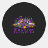 Nawlins New Orleans Cityscape Mardi-gras Souvenir  Ronde Sticker (Voorkant)