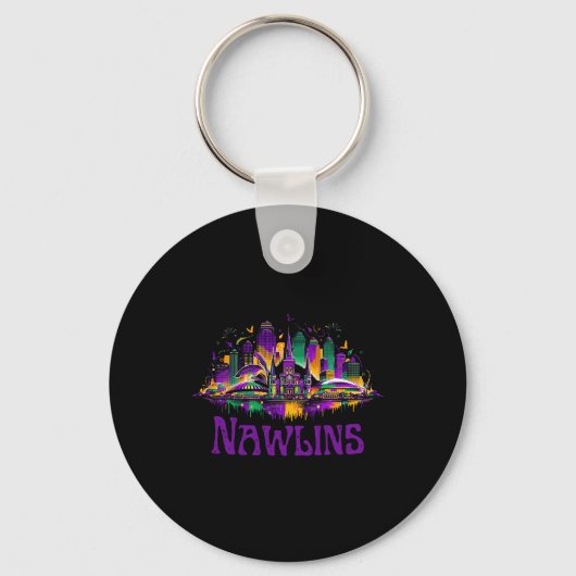 Nawlins New Orleans Cityscape Mardi-gras Souvenir Sleutelhanger (Voorkant)