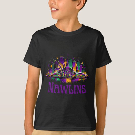 Nawlins New Orleans Cityscape Mardi-gras Souvenir  T-shirt (Voorkant)