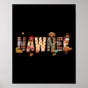 Nawnee Kalkoen Retro Herfst Najaar Luipaard Dankze Poster