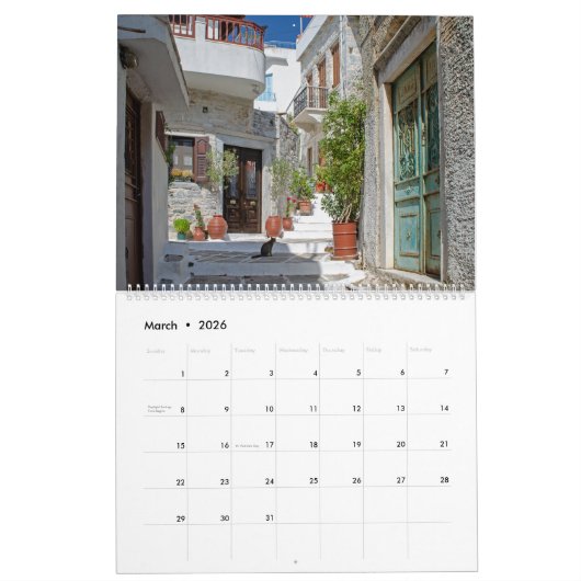 Naxos 2026 Greek Island Calendar Kalender (Mar 2026)