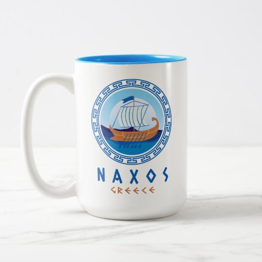 Naxos, Griekenland Grieks scheepsontwerp Tweekleurige Koffiemok (Links)