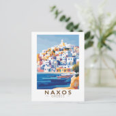 Naxos Griekenland Illustratie Reizen Art Vintage Briefkaart (Staand voorkant)