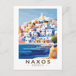 Naxos Griekenland Illustratie Reizen Art Vintage Briefkaart