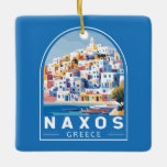 Naxos Griekenland Illustratie Reizen Art Vintage Keramisch Ornament<br><div class="desc">Naxos retro vector reisontwerp. Naxos is een Grieks eiland in de Zuid-Egeïsche Zee,  het grootste eiland van de Cycladen. Het vruchtbare landschap strekt zich uit over bergdorpen,  oude ruïnes en lange stukken strand.</div>