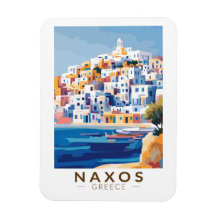 Naxos Griekenland Illustratie Reizen Art Vintage Magneet