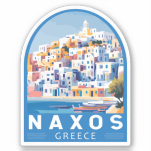 Naxos Griekenland Illustratie Reizen Art Vintage Sticker