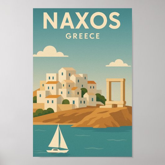 Naxos Griekenland Levendig minimalistisch Poster (Voorkant)