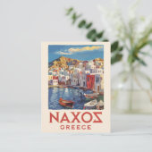 Naxos Griekenland Painterly Travel Art Vintage Briefkaart (Staand voorkant)