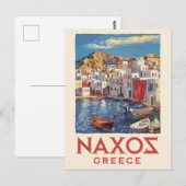 Naxos Griekenland Painterly Travel Art Vintage Briefkaart (Voorkant / Achterkant)