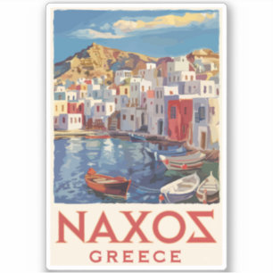 Naxos Griekenland Painterly Travel Art Vintage Sticker