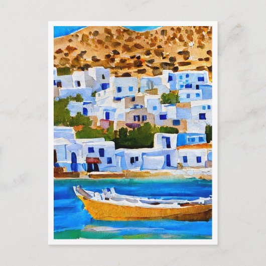 Naxos Griekenland Retro schilderij Briefkaart (Voorkant)