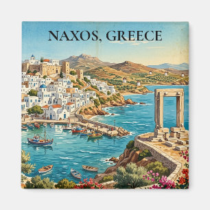 Naxos Griekenland Retro Vintage Reisillustratie  Magneet