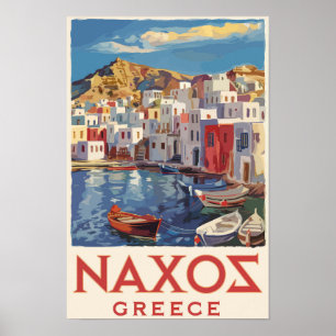 Naxos Griekenland Schilderachtige Reis Kunst Vinta Poster