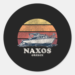 Naxos Griekenland Vintage Scheepvaart 70s Retro Bo Ronde Sticker