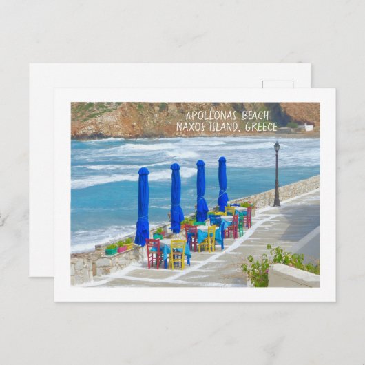NAXOS ISLAND, GRIEKENLAND/COLORFUL BEACHSIDE T Bri Briefkaart (Voorkant / Achterkant)