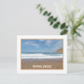 NAXOS ISLAND, GRIEKENLAND/WAVES ROLL IN/PEBBLE BEA BRIEFKAART (Staand voorkant)