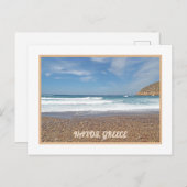 NAXOS ISLAND, GRIEKENLAND/WAVES ROLL IN/PEBBLE BEA BRIEFKAART (Voorkant / Achterkant)