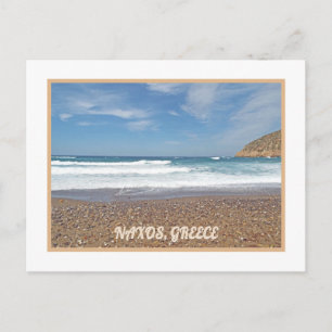 NAXOS ISLAND, GRIEKENLAND/WAVES ROLL IN/PEBBLE BEA BRIEFKAART