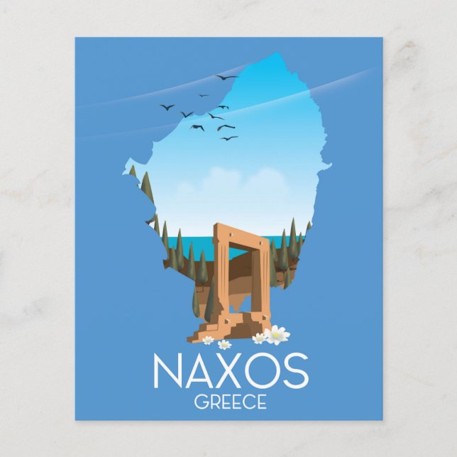 Naxos kaart Griekse reisposter. (Voorkant)