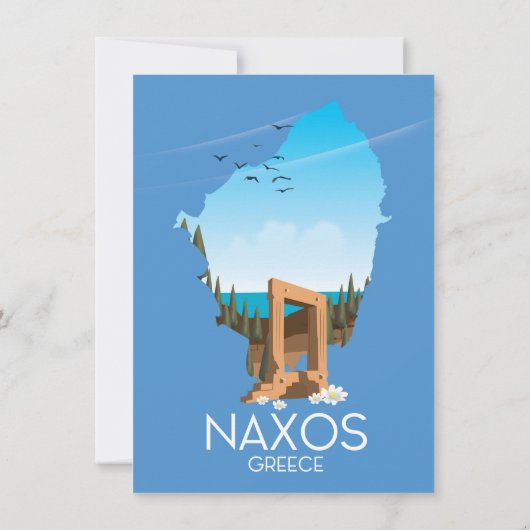Naxos Kaart Griekse reisposter. (Achterkant)