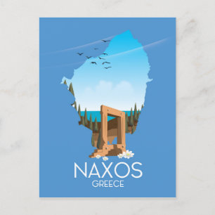 Naxos kaart Griekse reisposter.