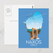 Naxos kaart Griekse reisposter. (Voorkant / Achterkant)