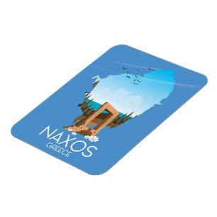 Naxos kaart Griekse reisposter. Magneet