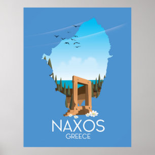 Naxos kaart Griekse reisposter. Poster