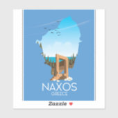Naxos kaart Griekse reisposter. Sticker (Vel)