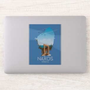 Naxos kaart Griekse reisposter. Sticker