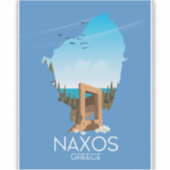 Naxos kaart Griekse reisposter. Sticker (Voorkant)