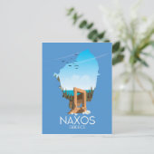 Naxos Map Griekse reisposter. Briefkaart (Staand voorkant)