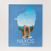 Naxos Map Griekse reisposter. Legpuzzel (Verticaal)