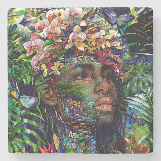 "Nayari" - Oerwoud Mirage - Vrouwen in het Amazone Stenen Onderzetter (Voorkant)