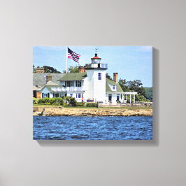 Nayatt Point Lighthouse, RI Wrapped Canvas Afdruk