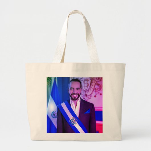 Nayib Bukele, President van El Salvador Grote Tote Bag (Voorkant)