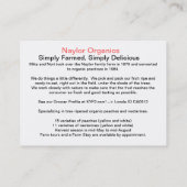 Naylor Organics Traceable Shelftalker Visitekaartje (Achterkant)