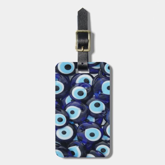 Nazar Amulets Evil Eye Stones Blue Pattern Bagagelabel (Voorkant verticaal)
