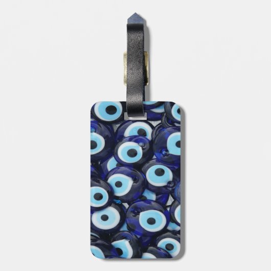 Nazar Amulets Evil Eye Stones Blue Pattern Bagagelabel (Achterkant verticaal)