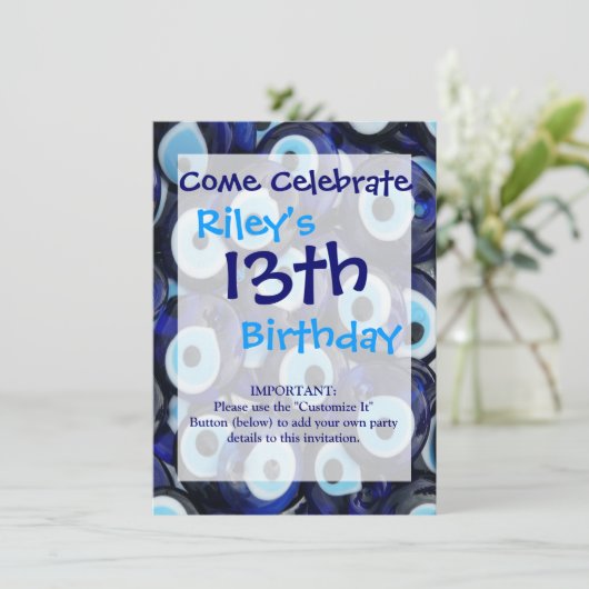 Nazar Amulets Evil Eye Stones Blue Pattern Kaart (Staand voorkant)