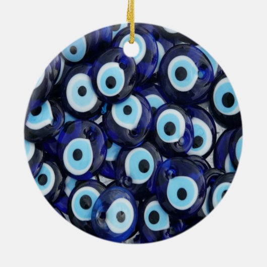 Nazar Amulets Evil Eye Stones Blue Pattern Keramisch Ornament (Achterkant)