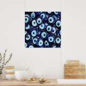 Nazar Amulets Evil Eye Stones Blue Pattern Poster (Keuken)
